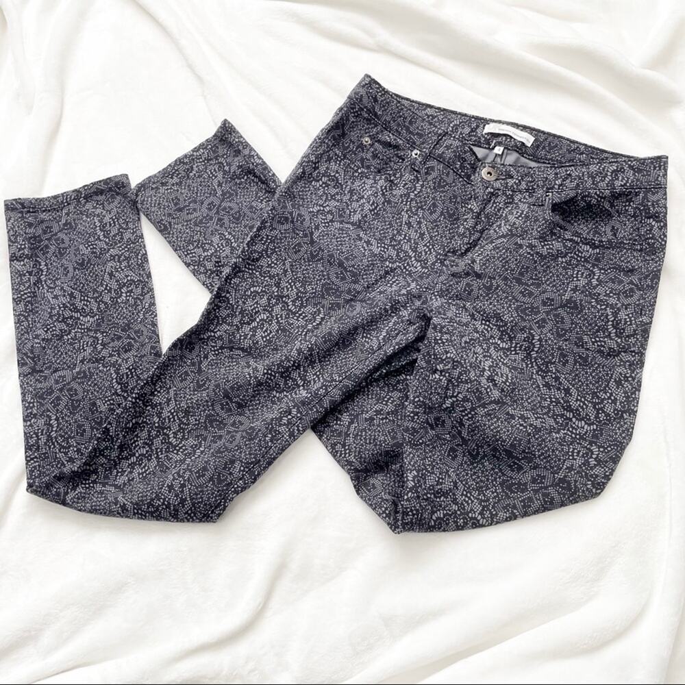 French Connection abstract black lace skinny jeans stretch Size 4